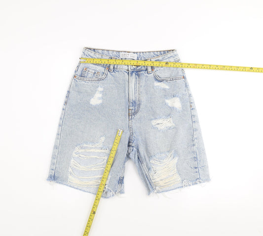 Primark Women’s Blue High-Rise Distressed Denim Bermuda Shorts Size 10