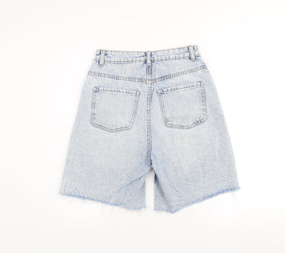 Primark Women’s Blue High-Rise Distressed Denim Bermuda Shorts Size 10