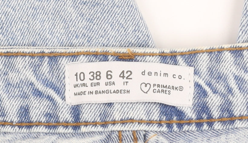 Primark Women’s Blue High-Rise Distressed Denim Bermuda Shorts Size 10