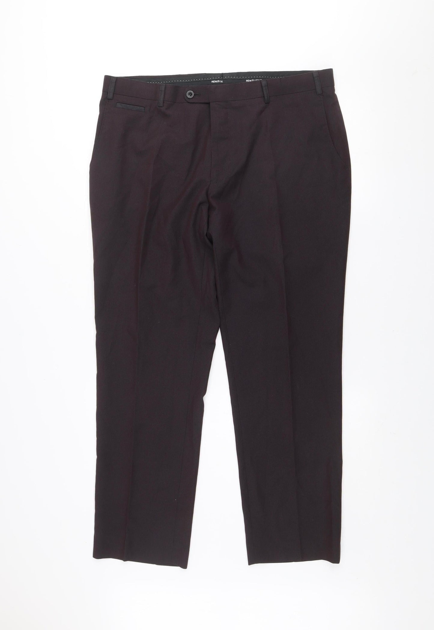 Remus Uomo Men's Black 38S Slim Fit Dress Pants Trousers