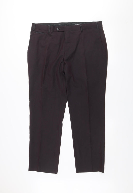 Remus Uomo Men's Black 38S Slim Fit Dress Pants Trousers