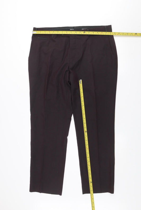 Remus Uomo Men's Black 38S Slim Fit Dress Pants Trousers