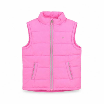 Girls Active Pink Quilted Puffer Waistcoat 7-8 Years Polyester Zip Vest