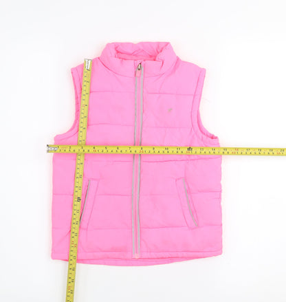Girls Active Pink Quilted Puffer Waistcoat 7-8 Years Polyester Zip Vest