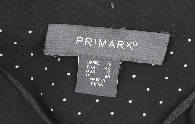 Primark Women’s Black Polka Dot Long Sleeve Blouse Size 16