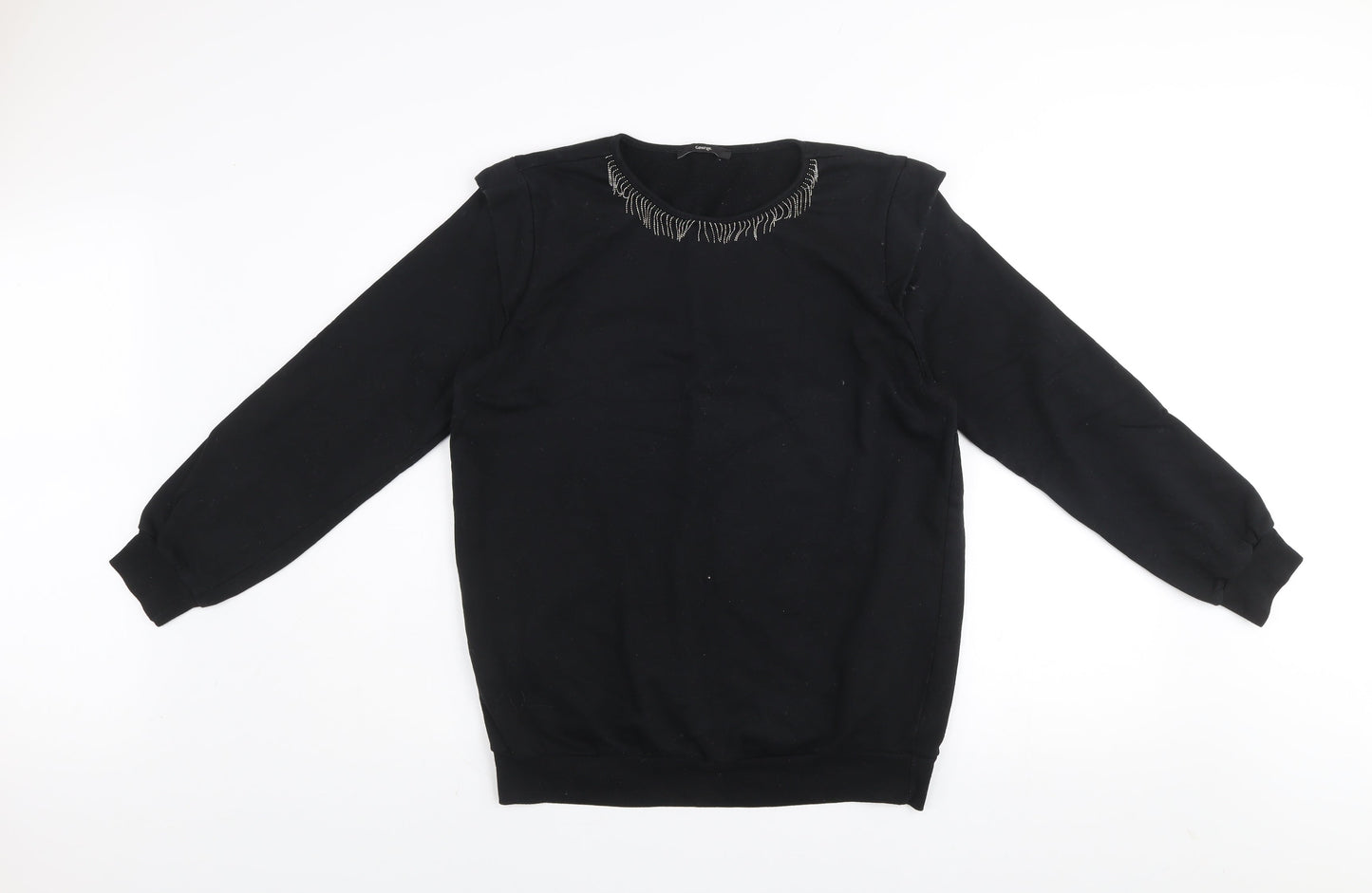 George Women’s Black Embellished Crew Neck Pullover Jumper Size 12-14