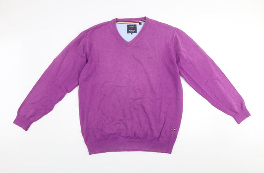 Andre Men's Purple Cotton V-Neck Jumper XL Casual Knitwear