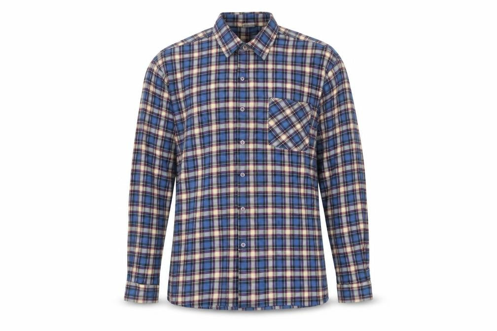 Focus Collection Men's Blue Checked Flannel Long Sleeve Shirt XL
