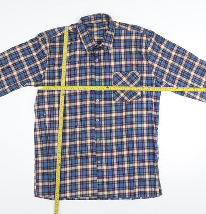 Focus Collection Men's Blue Checked Flannel Long Sleeve Shirt XL