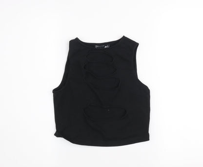 ASOS DESIGN Women's Black Cropped Cut-Out Tank Top Size 10