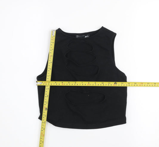 ASOS DESIGN Women's Black Cropped Cut-Out Tank Top Size 10