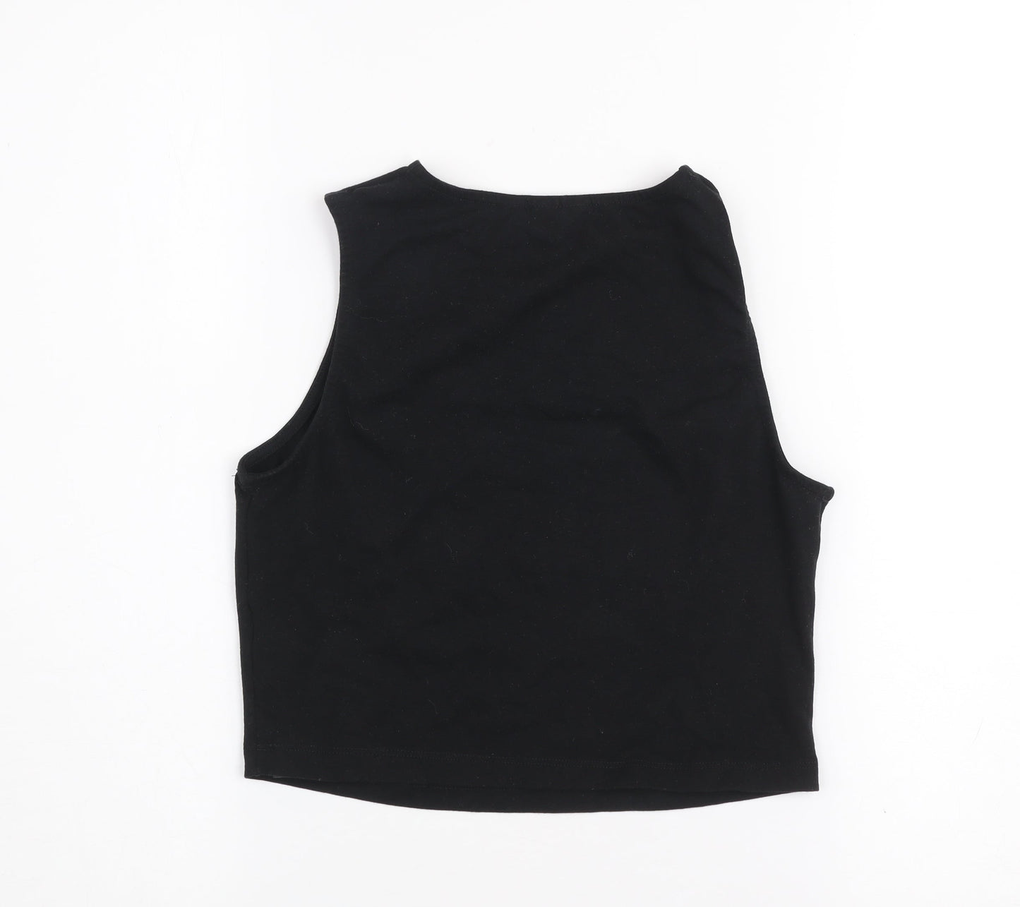 ASOS DESIGN Women's Black Cropped Cut-Out Tank Top Size 10