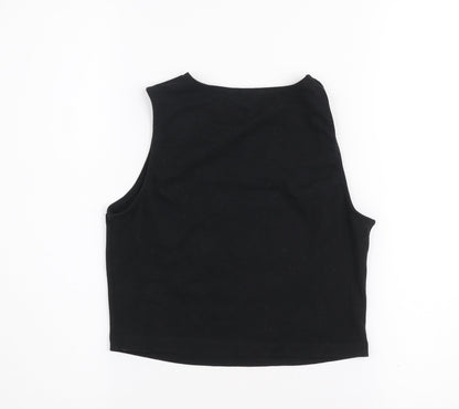 ASOS DESIGN Women's Black Cropped Cut-Out Tank Top Size 10