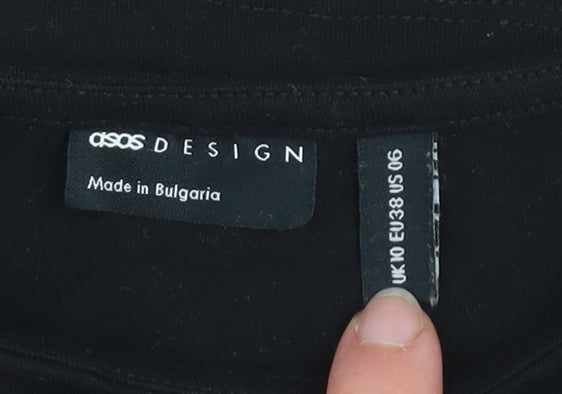 ASOS DESIGN Women's Black Cropped Cut-Out Tank Top Size 10