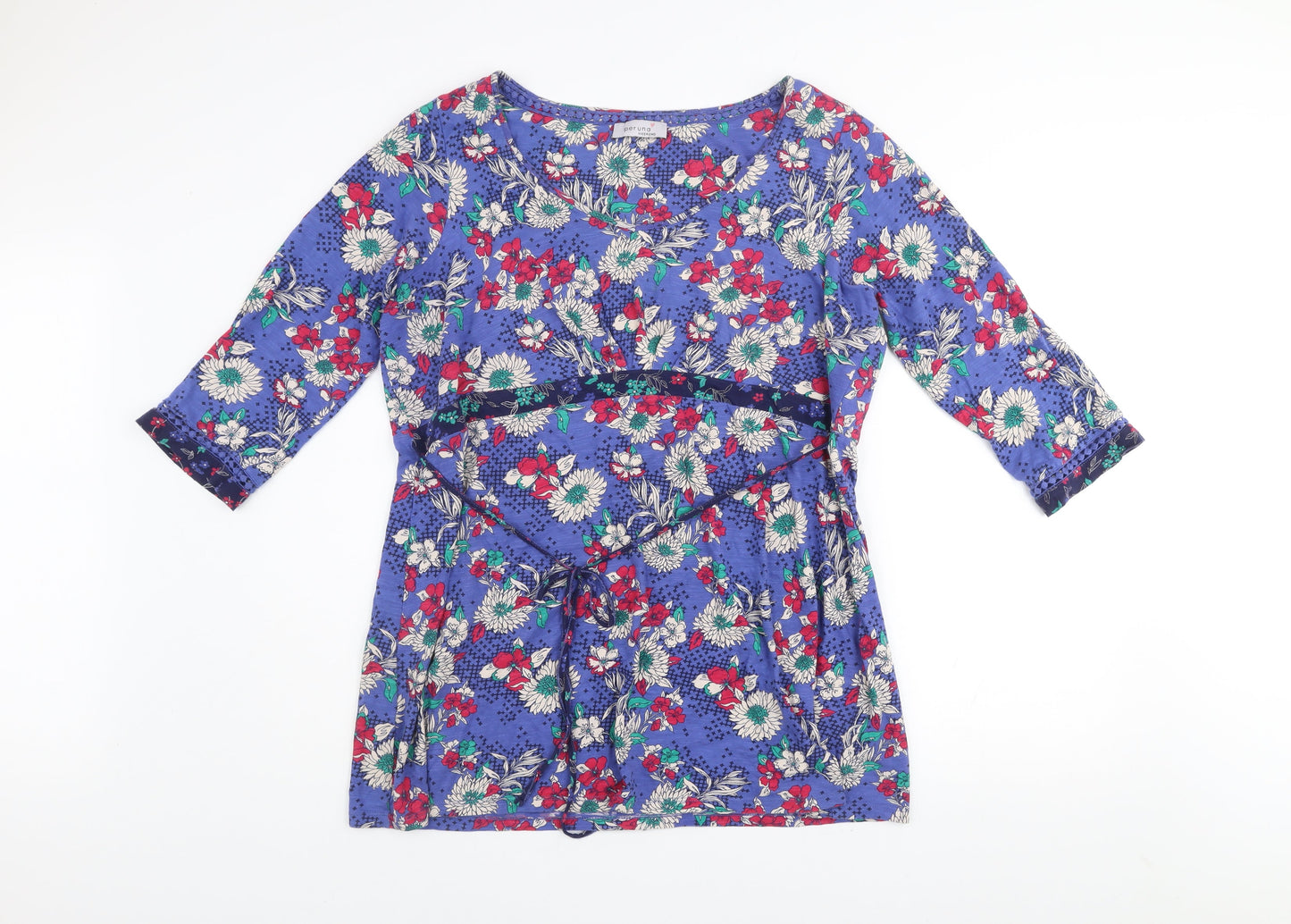 Marks and Spencer Per Una Weekend Blue Floral Cotton Wrap Dress Women’s Size 16