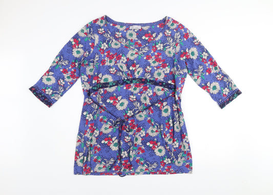 Marks and Spencer Per Una Weekend Blue Floral Cotton Wrap Dress Women’s Size 16