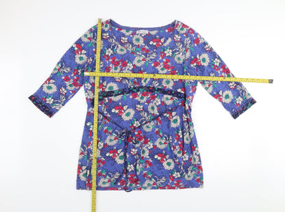 Marks and Spencer Per Una Weekend Blue Floral Cotton Wrap Dress Women’s Size 16