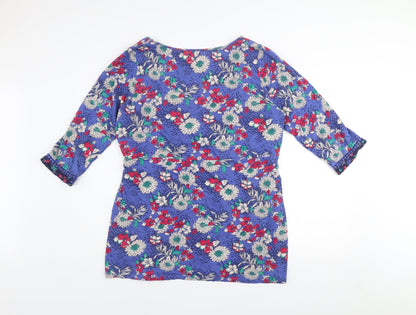 Marks and Spencer Per Una Weekend Blue Floral Cotton Wrap Dress Women’s Size 16