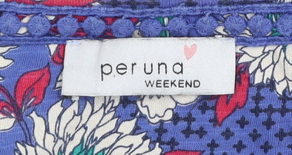 Marks and Spencer Per Una Weekend Blue Floral Cotton Wrap Dress Women’s Size 16