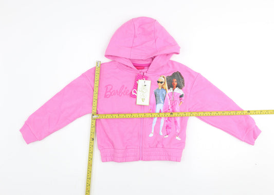 Girls UK Size 7-8 Years Barbie Pink Full Zip Hoodie