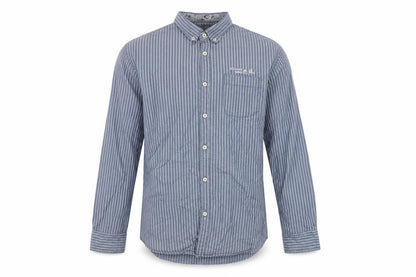 Diesel Jeans Men's Blue Striped Cotton Long Sleeve Button-Up Shirt L