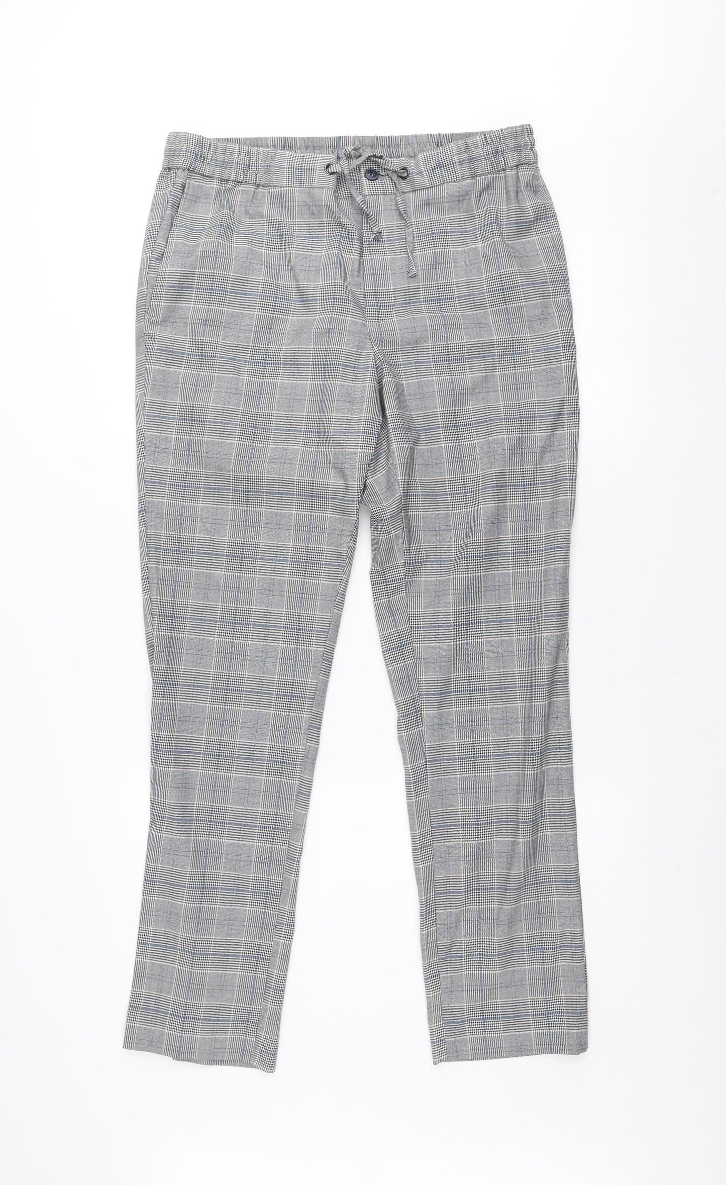 Gianni Feraud Men's Grey Check Slim Tapered Trousers Size 34R