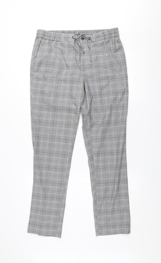 Gianni Feraud Men's Grey Check Slim Tapered Trousers Size 34R
