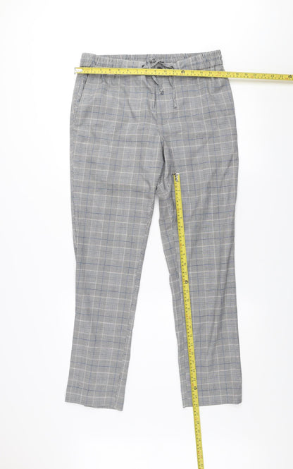 Gianni Feraud Men's Grey Check Slim Tapered Trousers Size 34R