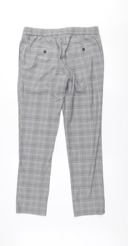 Gianni Feraud Men's Grey Check Slim Tapered Trousers Size 34R