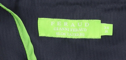 Gianni Feraud Men's Grey Check Slim Tapered Trousers Size 34R