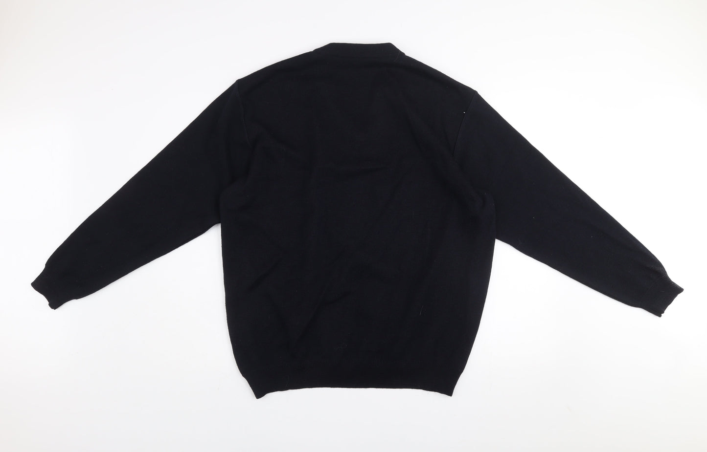 Franco Bencini Collezione Men's Blue Geometric V-Neck Wool Blend Jumper XL