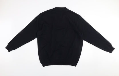 Franco Bencini Collezione Men's Blue Geometric V-Neck Wool Blend Jumper XL