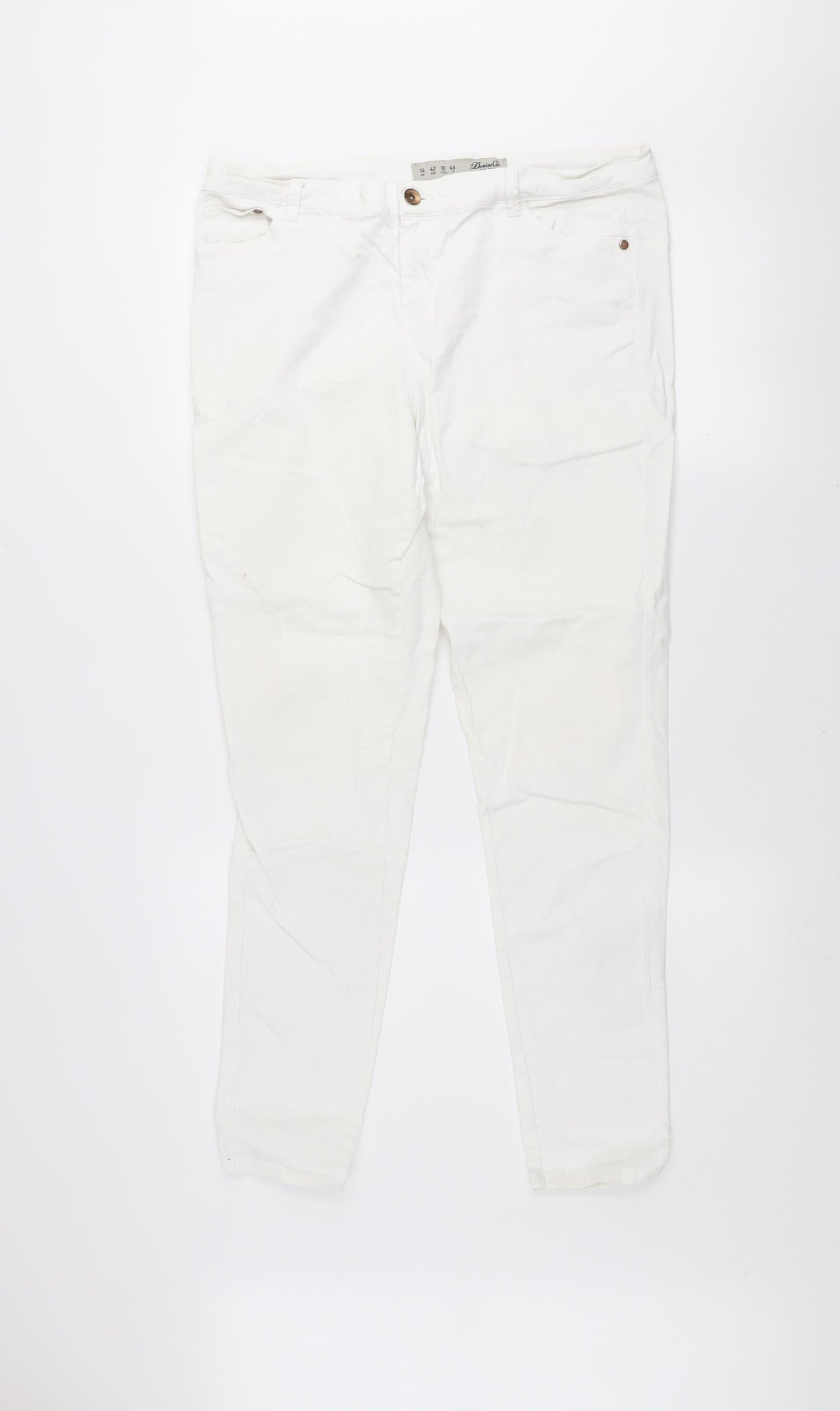 Denim Co. Women White Skinny Jeans Size 14 Stretch Cotton