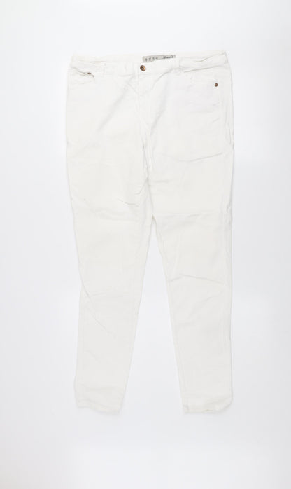 Denim Co. Women White Skinny Jeans Size 14 Stretch Cotton