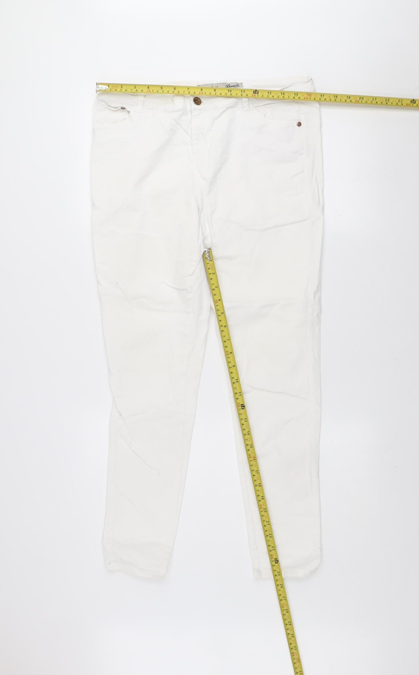 Denim Co. Women White Skinny Jeans Size 14 Stretch Cotton