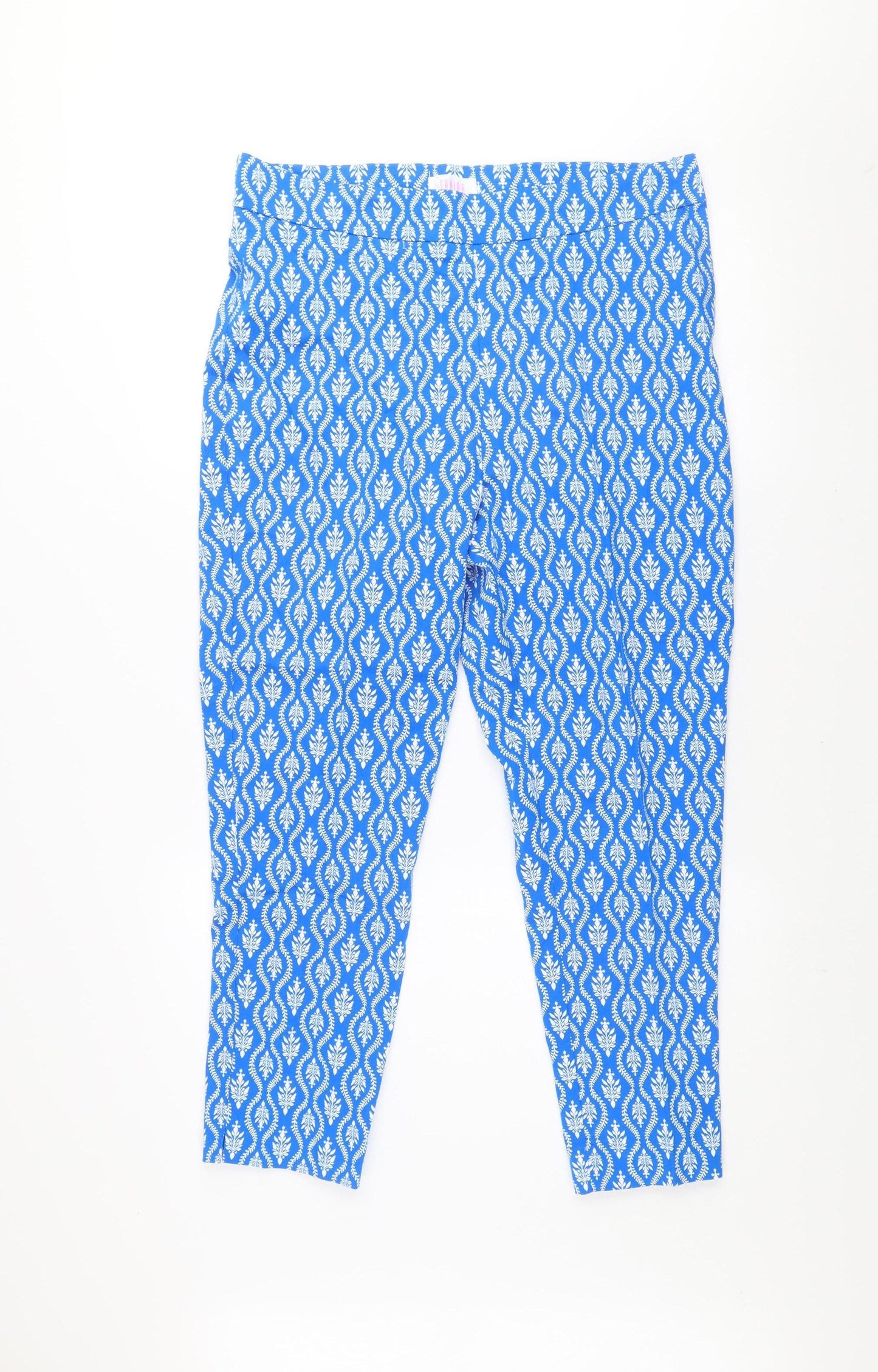 Womens UK Size 14 Savida Regular Fit Cropped Blue Trousers