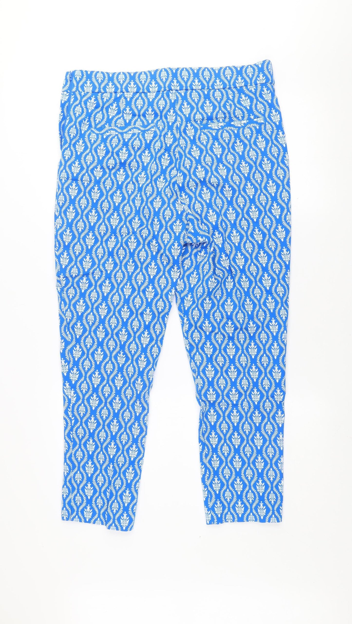 Womens UK Size 14 Savida Regular Fit Cropped Blue Trousers