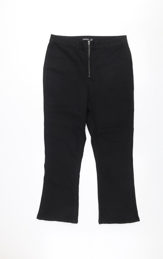 Boohoo Women Black UK 16 Flared Stretch Denim Jeans