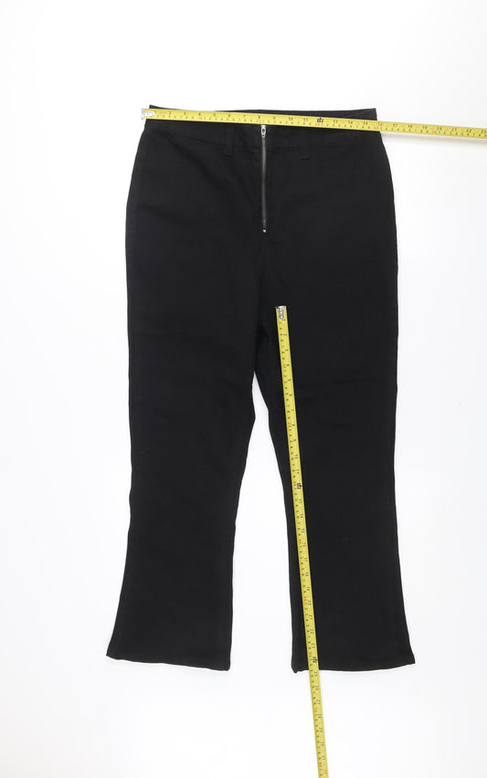 Boohoo Women Black UK 16 Flared Stretch Denim Jeans