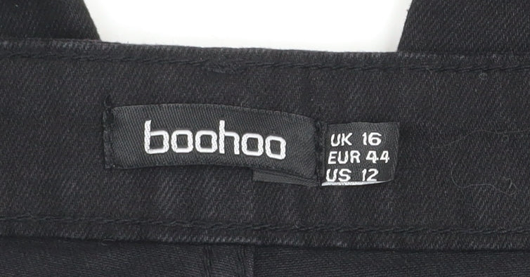 Boohoo Women Black UK 16 Flared Stretch Denim Jeans