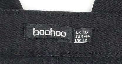 Boohoo Women Black UK 16 Flared Stretch Denim Jeans