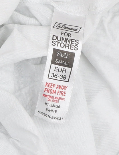 Womens UK Size S St. Bernard for Dunnes Stores White Basic T-Shirt