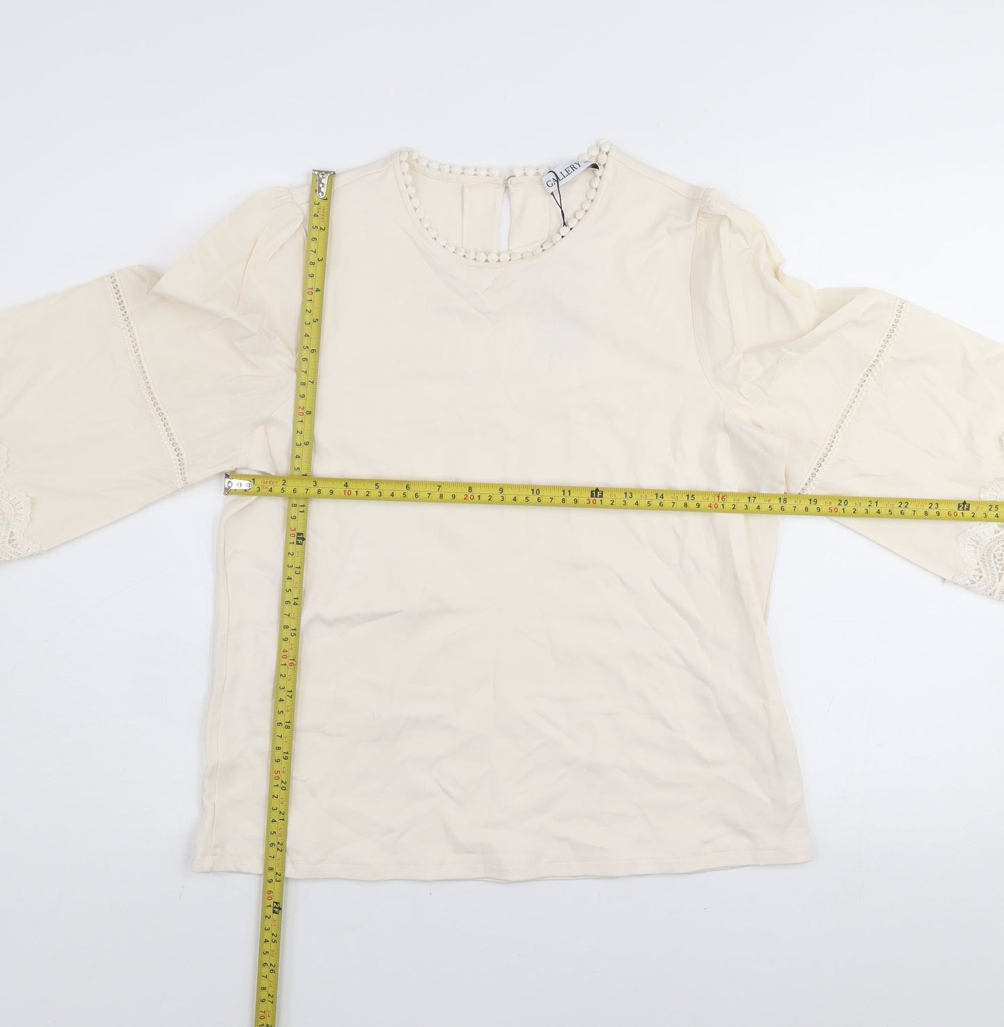 Womens UK Size M Gallery Ivory Tunic Blouse