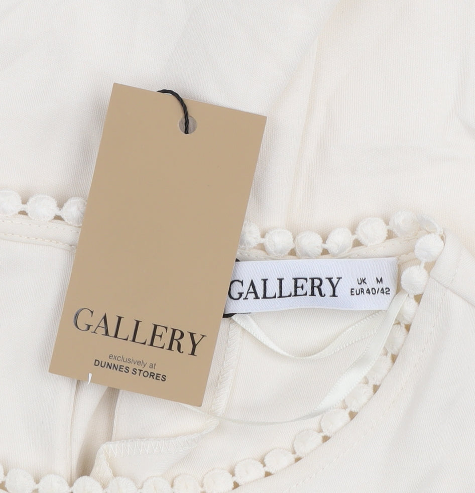 Womens UK Size M Gallery Ivory Tunic Blouse