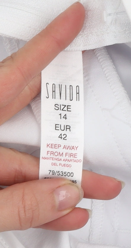 Womens UK Size 14 Savida Slim Fit Casual Business Travel White Trousers