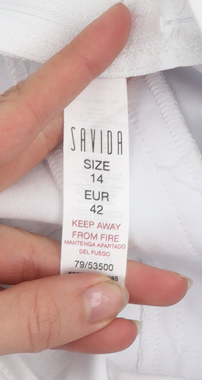 Womens UK Size 14 Savida Slim Fit Casual Business Travel White Trousers