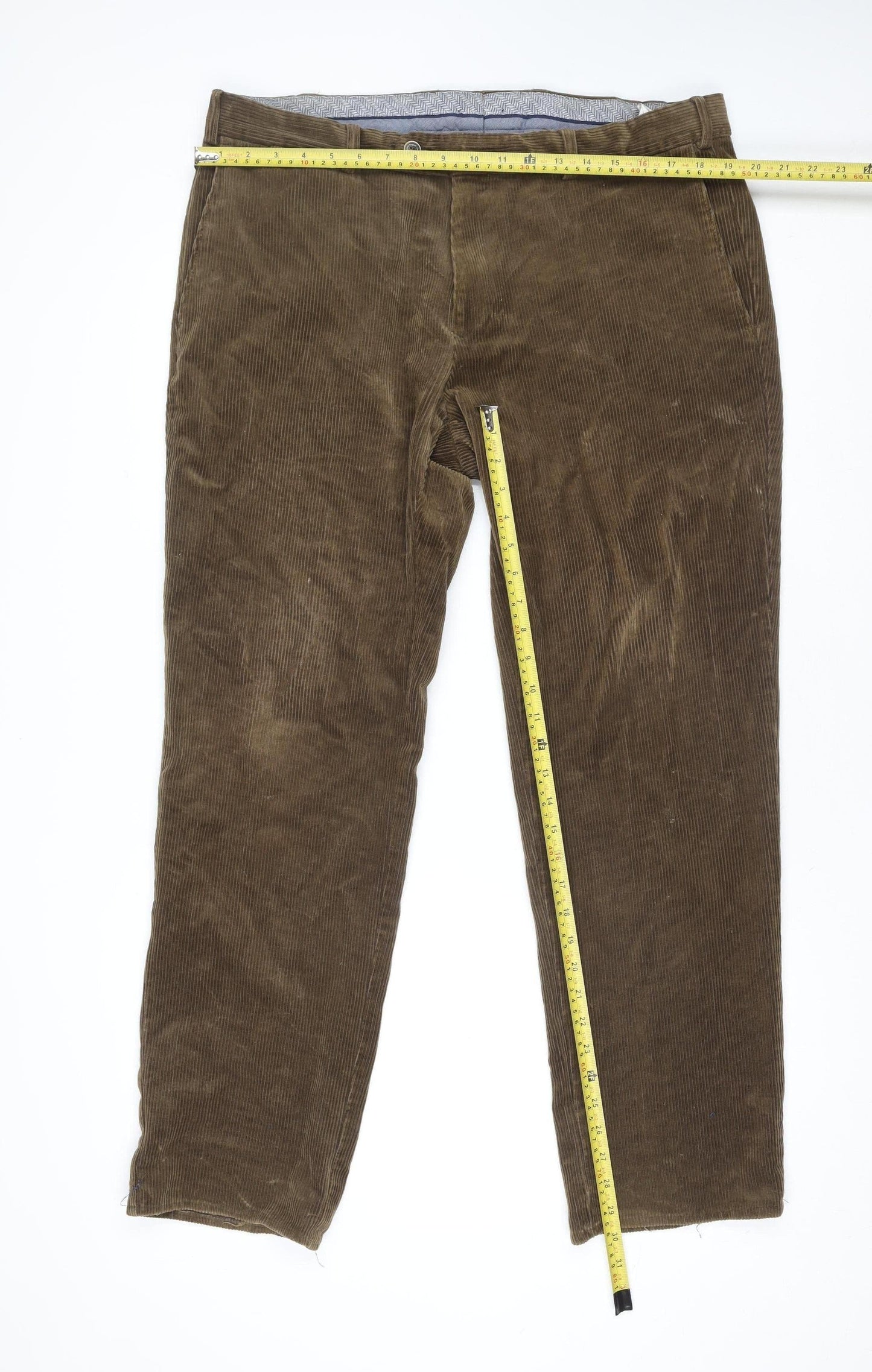 bugatti Men's Brown Corduroy Chino Trousers Size 2XL 38in