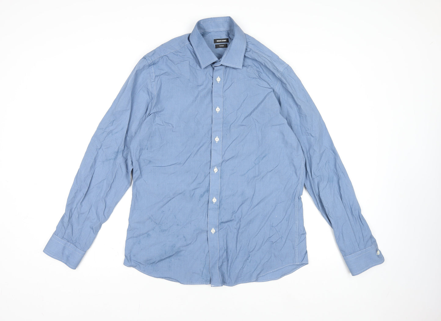 Mens UK Collar Size 16 Remus Uomo Smart Blue  Dress Shirt