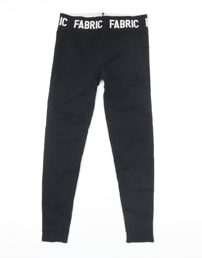 Fabric Girls Black Ankle Leggings S Elastic Waist Stretch Jersey