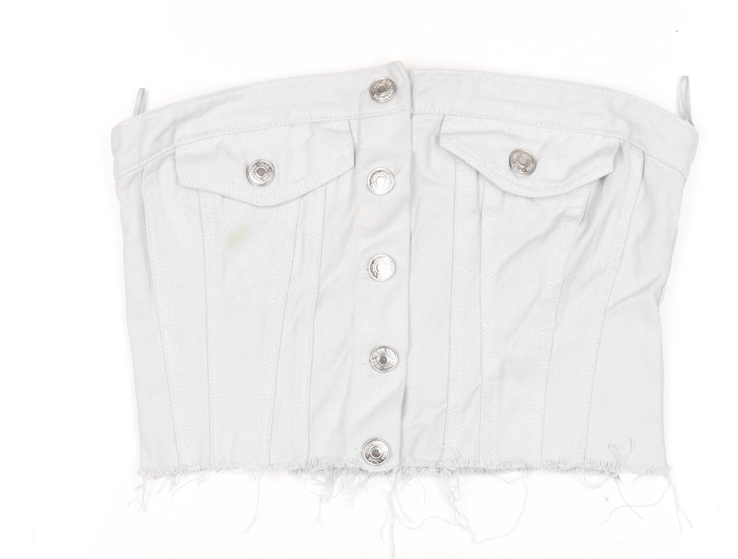 Womens UK Size XS Zara White Cropped Blouse